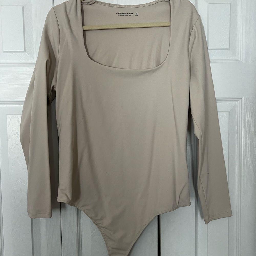 Abercrombie & Fitch Women's Cream Long Sleeve Bodysuit